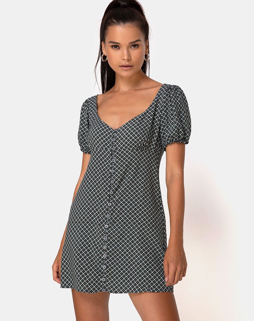 Montero Mini Jurk in Check it Out Groen
