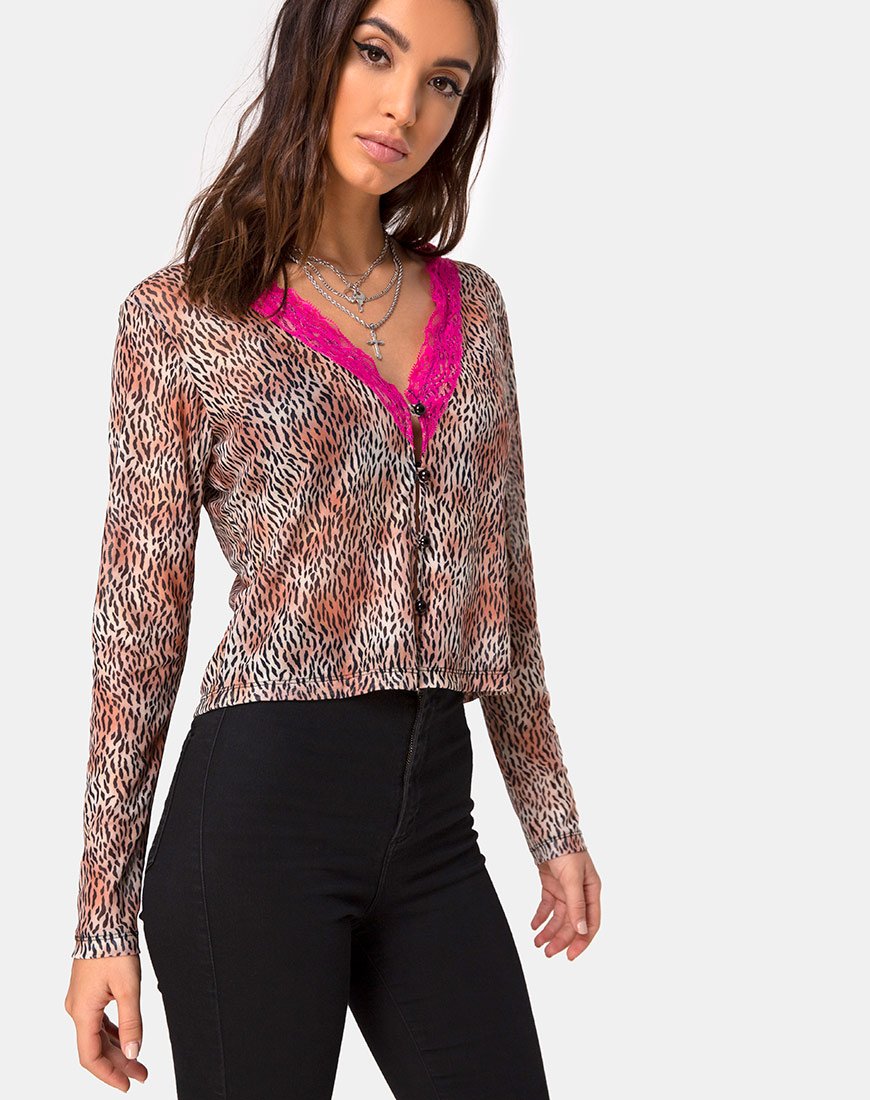 Moqui Top Mini Tijger Mesh met Violet Kant