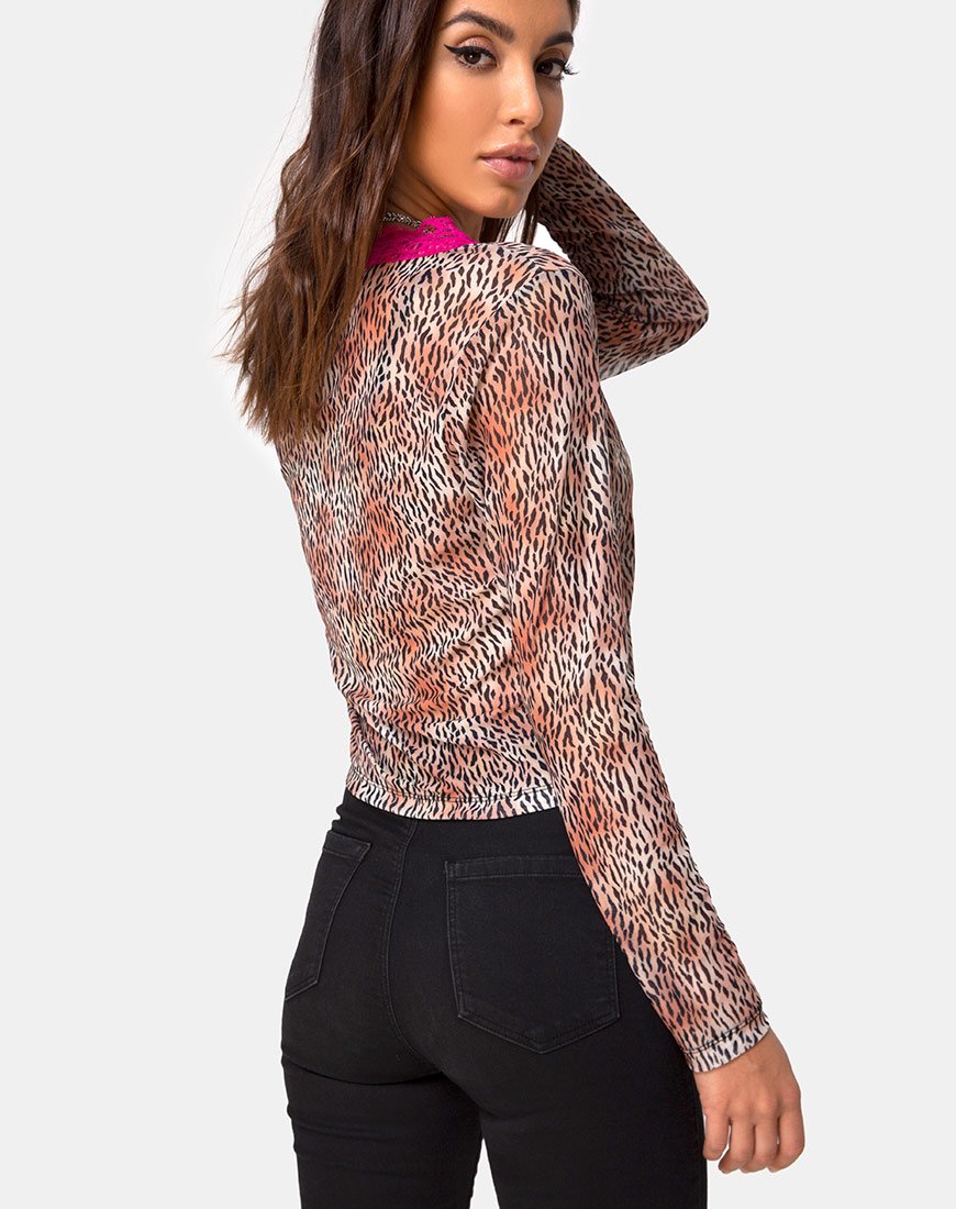 Moqui Top Mini Tijger Mesh met Violet Kant