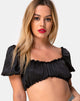 Afbeelding van Morgan Crop Top in Satijn Zwart