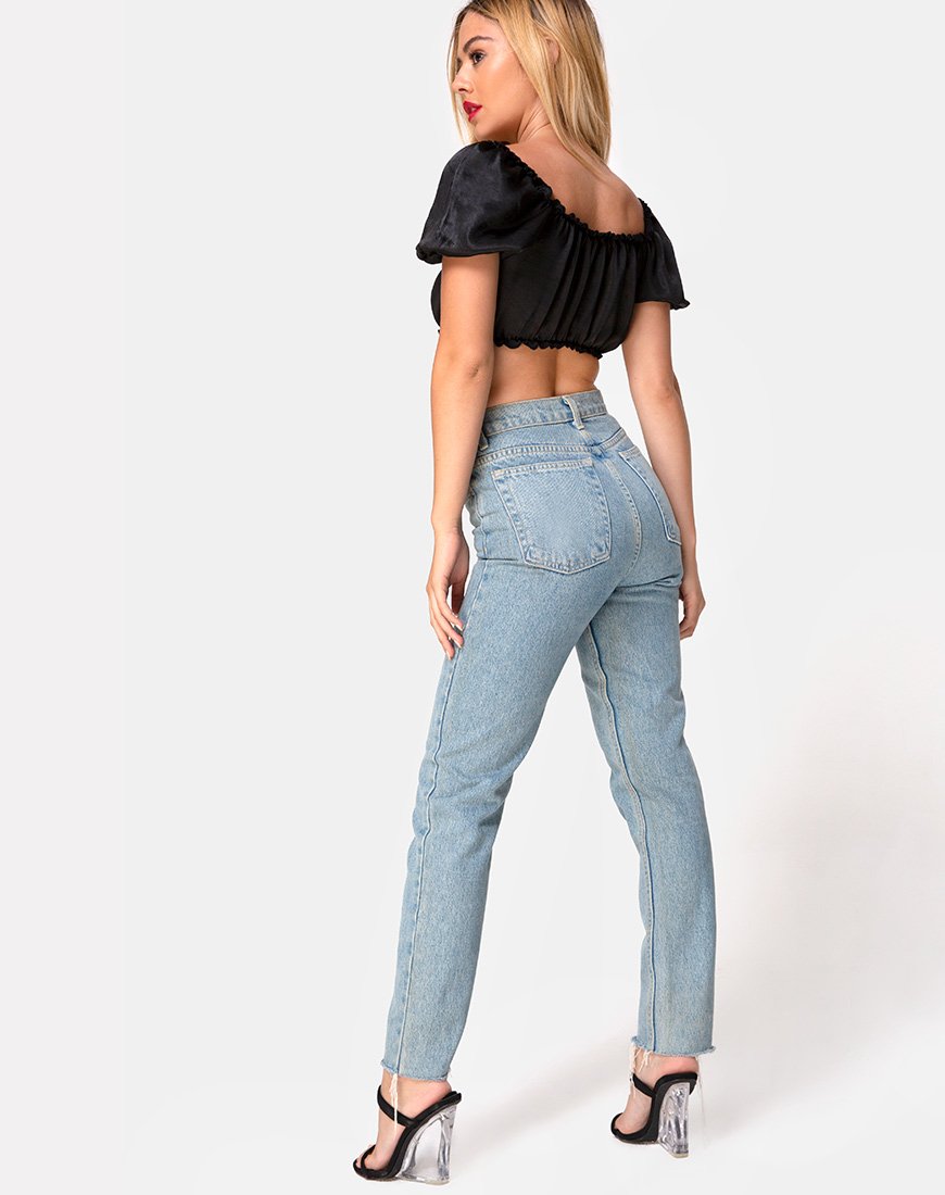 Afbeelding van Morgan Crop Top in Satijn Zwart