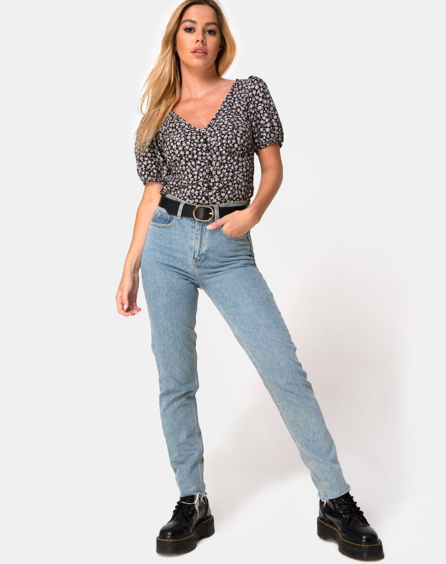 Afbeelding van Moria Top in Ditsy Rose Zwart