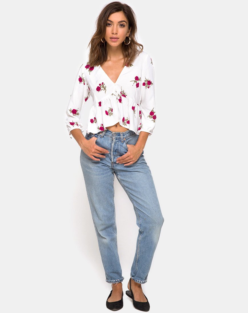 Afbeelding van Mosca Plunge Top in Grunge Rose Ivory