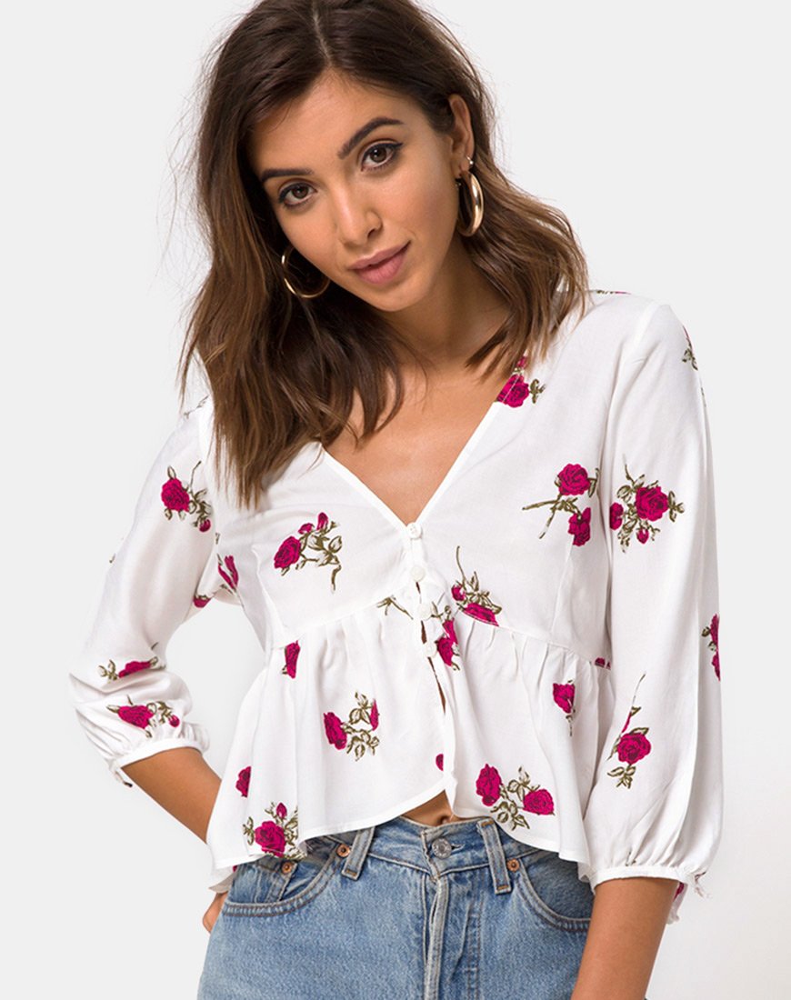 Mosca Plunge Top in Grunge Rose Ivoor