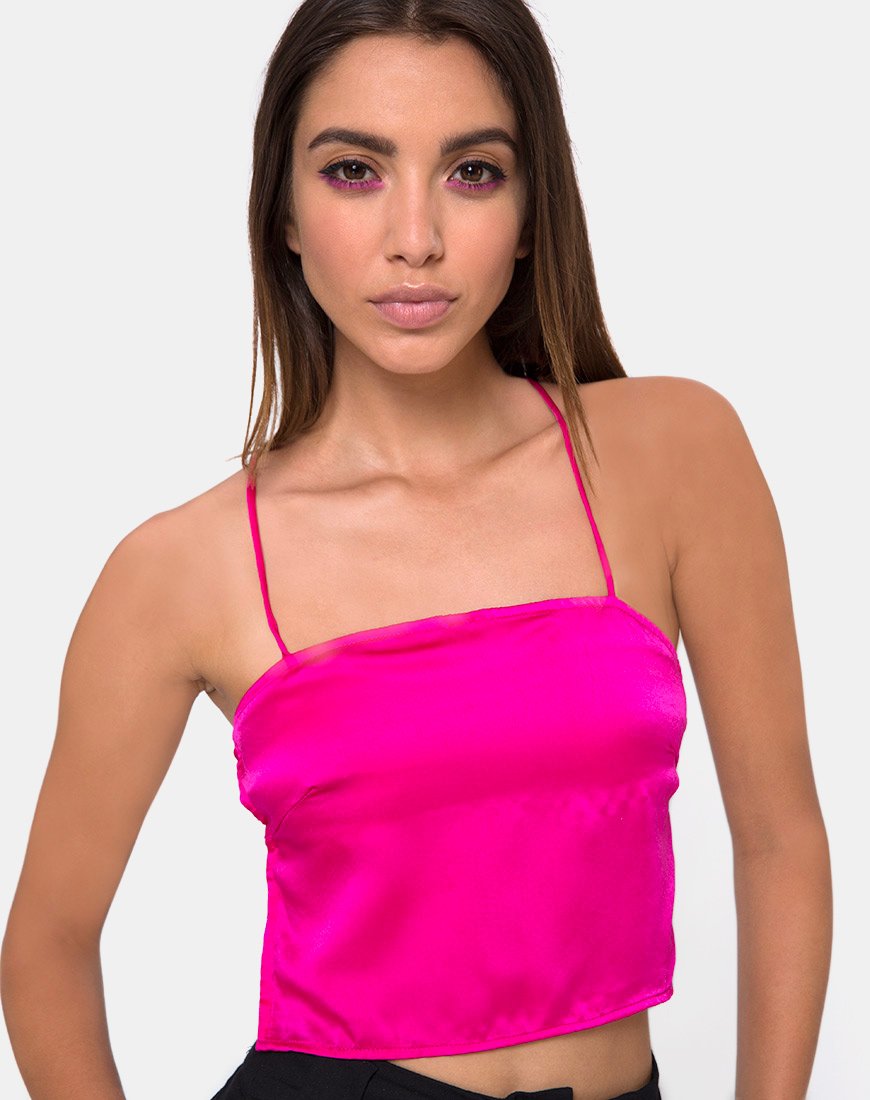 Mosley Cami Top in Fuschia Satijn Roze