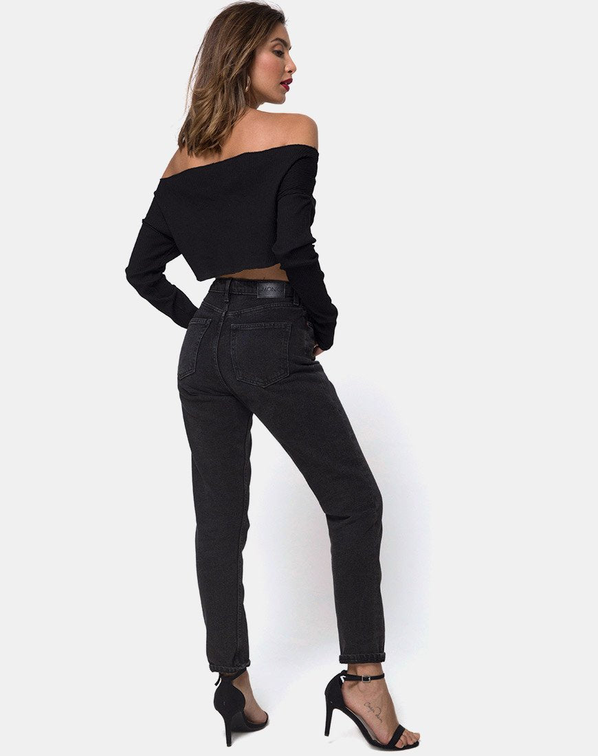 Afbeelding van Moss Trui in zwart ribtricot