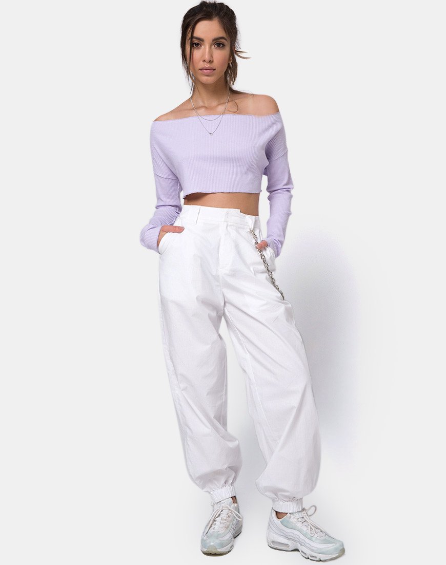 Afbeelding van Moss Crop Trui in Lila Rib