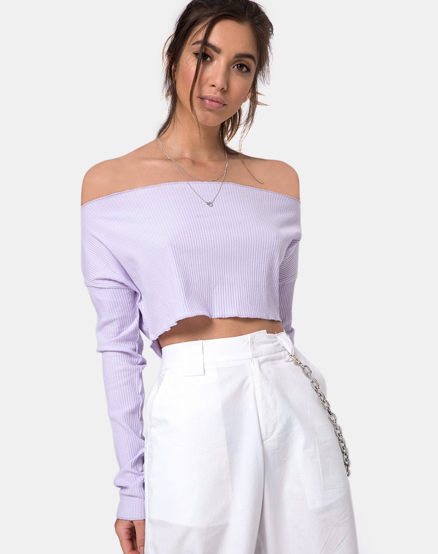 Moss Trui in Lila Rib