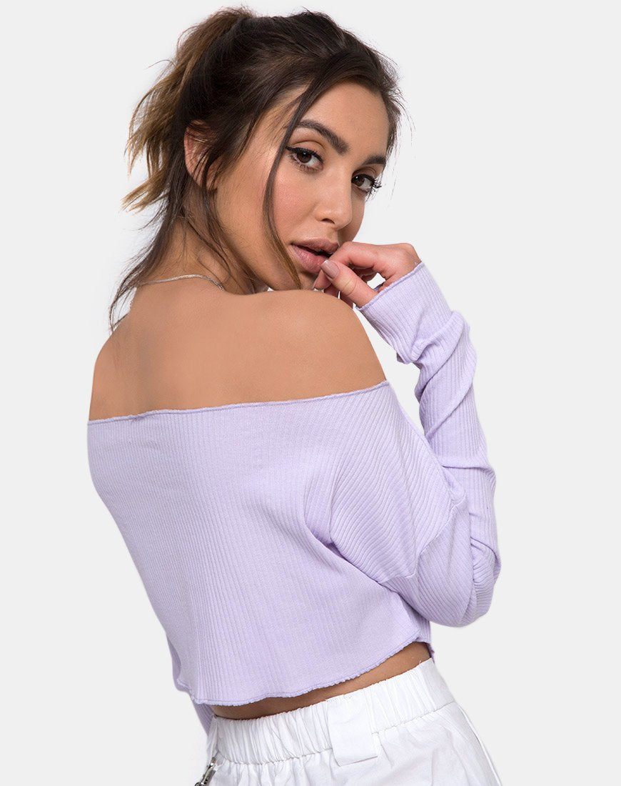 Moss Trui in Lila Rib