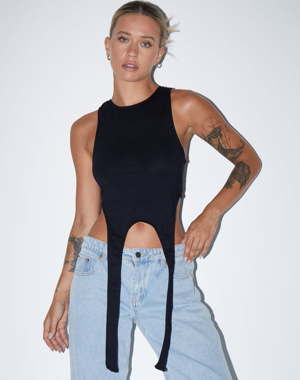 Ursula Vest Top in Lycra Zwart