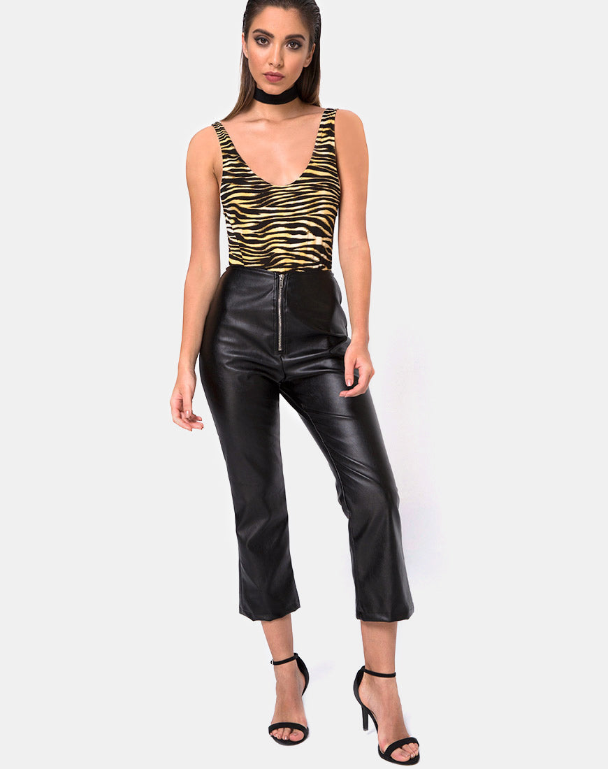 Moto Broek in Vegan Leer Zwart