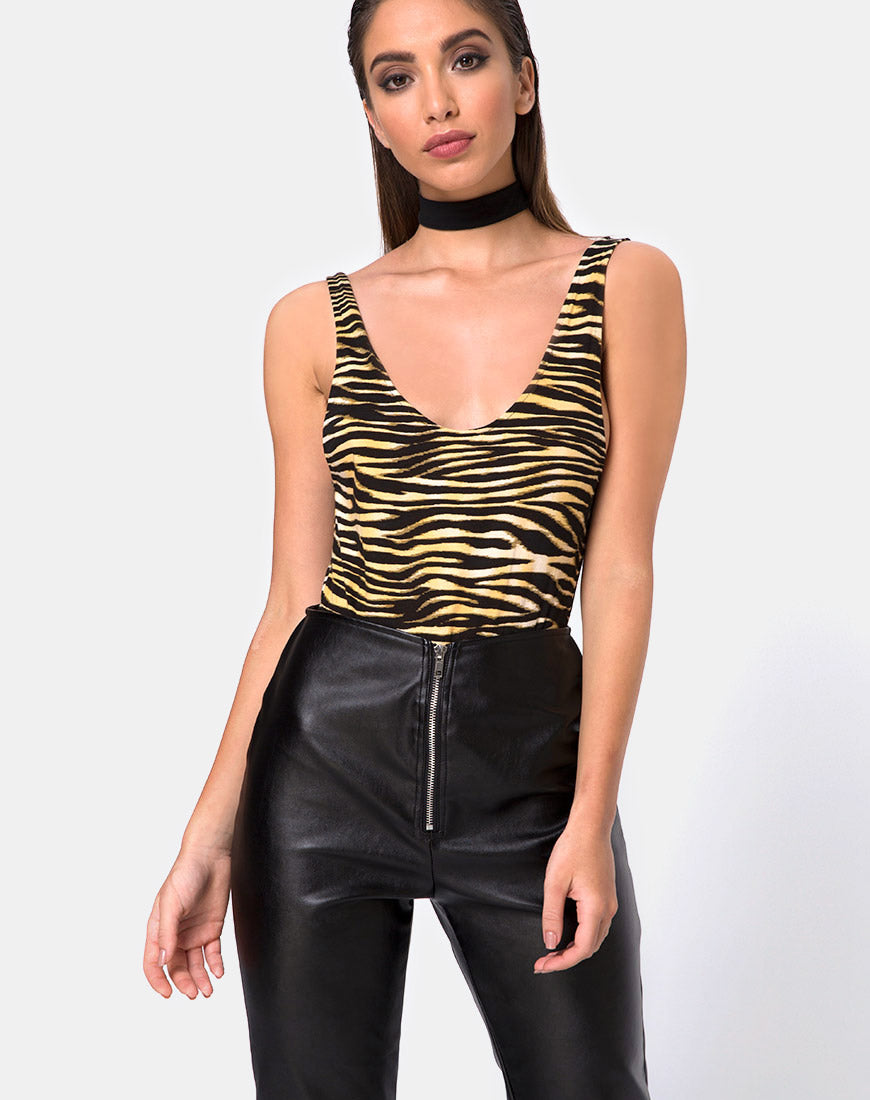 Afbeelding van Moto Broek in Vegan Leer Zwart