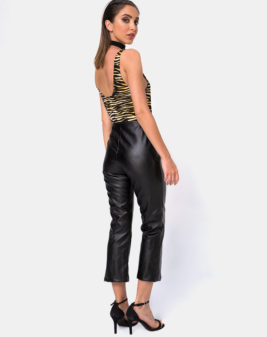 Moto Broek in Vegan Leer Zwart