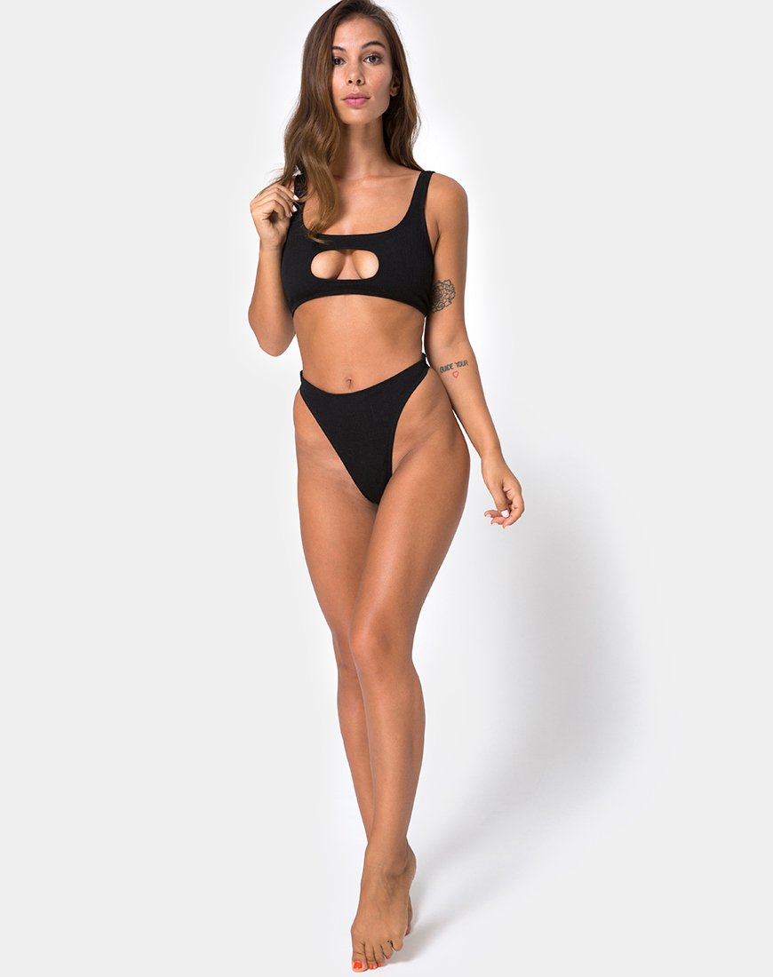 Mozu Bikinibroekje in Rib Zwart