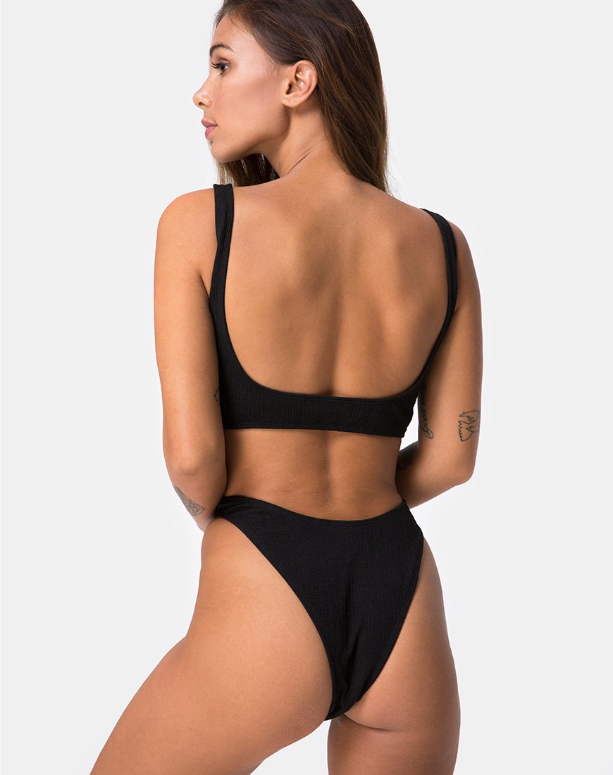 Mozu Bikinitop in Rib Zwart