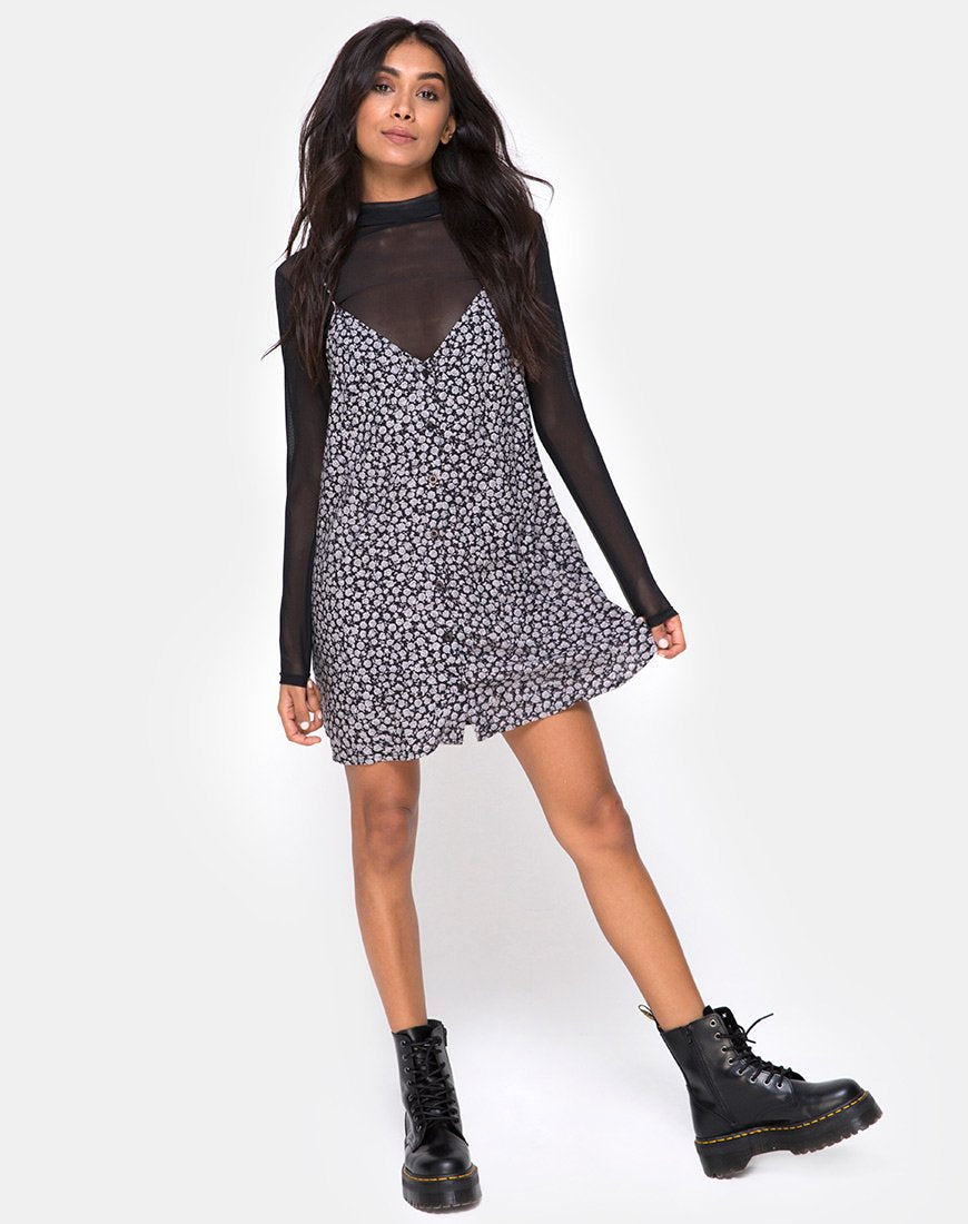 Afbeelding van Sanna Slip Dress in Ditsy Rose Zwart