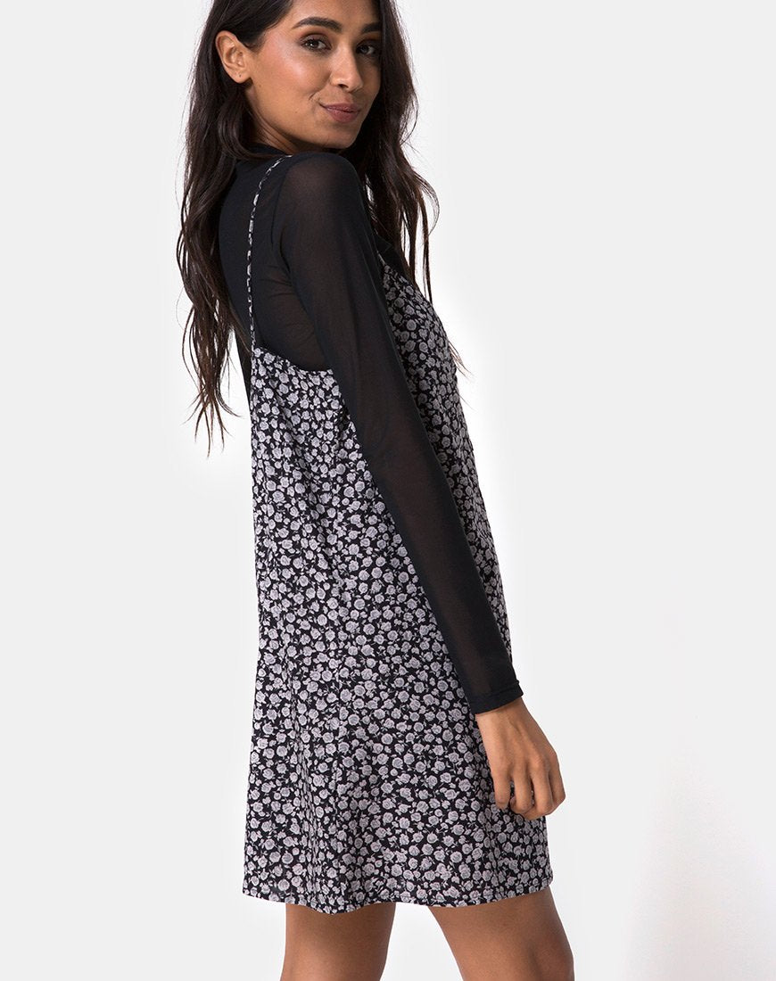 Sanna Jurk in Ditsy Rose Zwart
