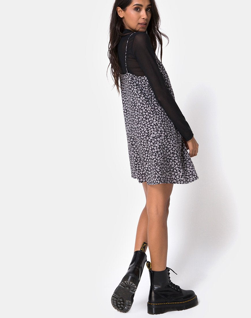 Afbeelding van Sanna Slip Dress in Ditsy Rose Zwart