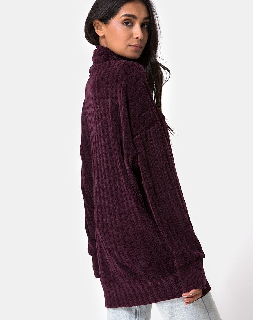 Afbeelding van Neve Oversize Trui Dress in Chenille Plum