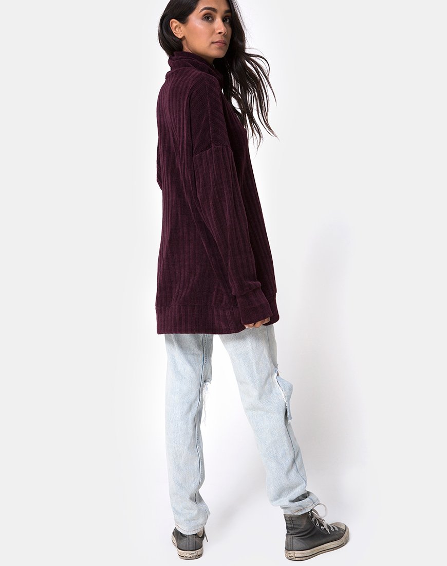 Afbeelding van Neve Oversize Trui Dress in Chenille Plum