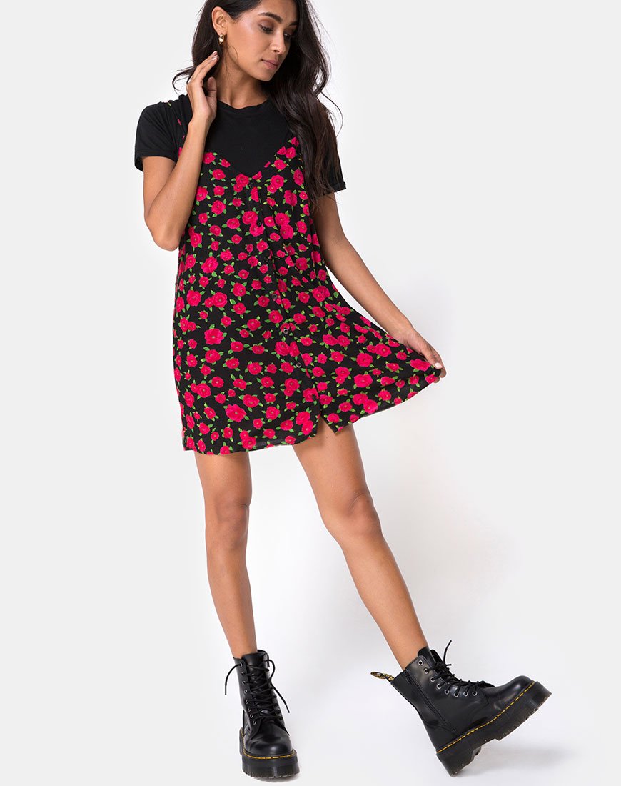 Afbeelding van Sanna Slip Dress in Red Bloom