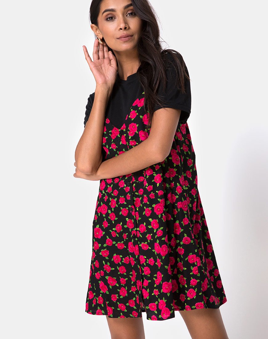 Afbeelding van Sanna Slip Dress in Red Bloom
