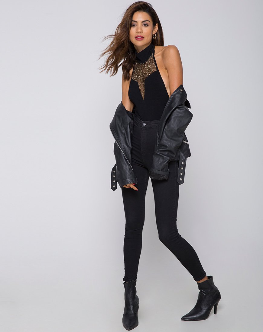 Afbeelding van Myla Bodice in Glitter Net Animal Black