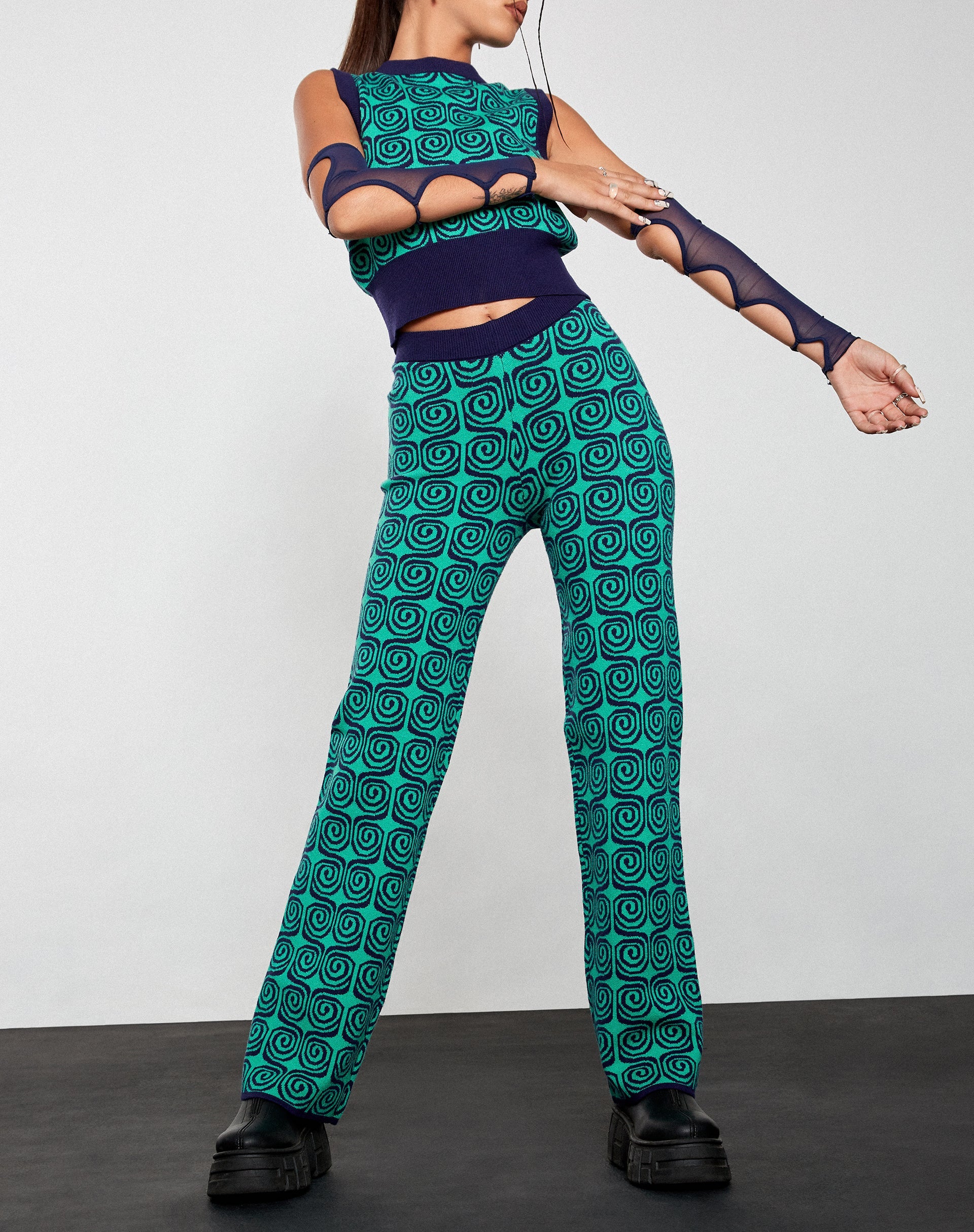 Afbeelding van Sabila broek in Swirl groen en blauw