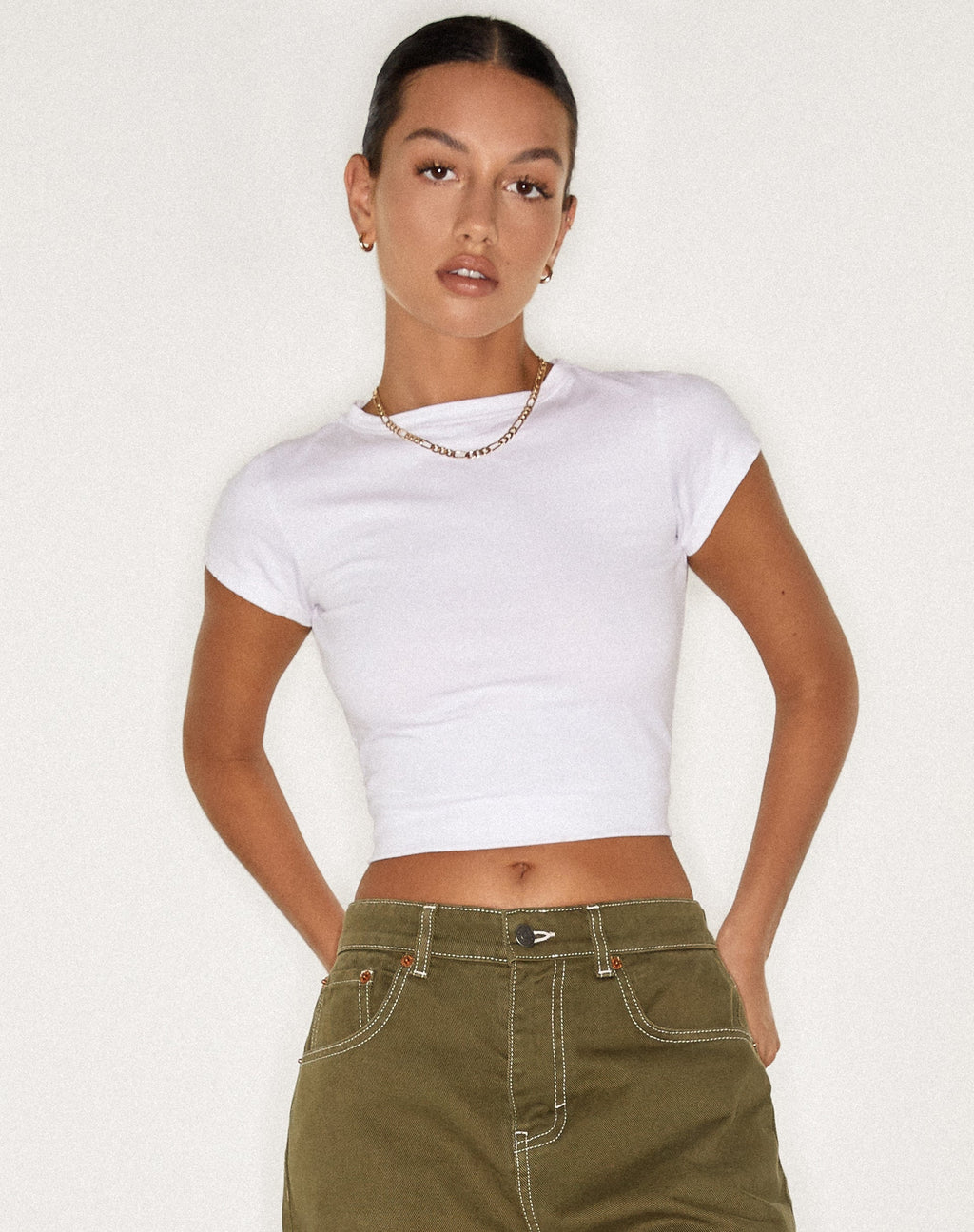 Surtie Gewatteerde Top in Lycra Wit