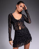 Afbeelding van Henry Cardi in Black Floral Flock