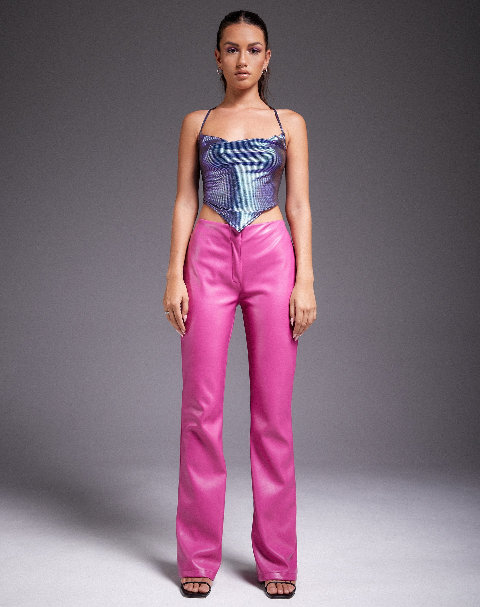 Ketia Crop Top in holografisch paars