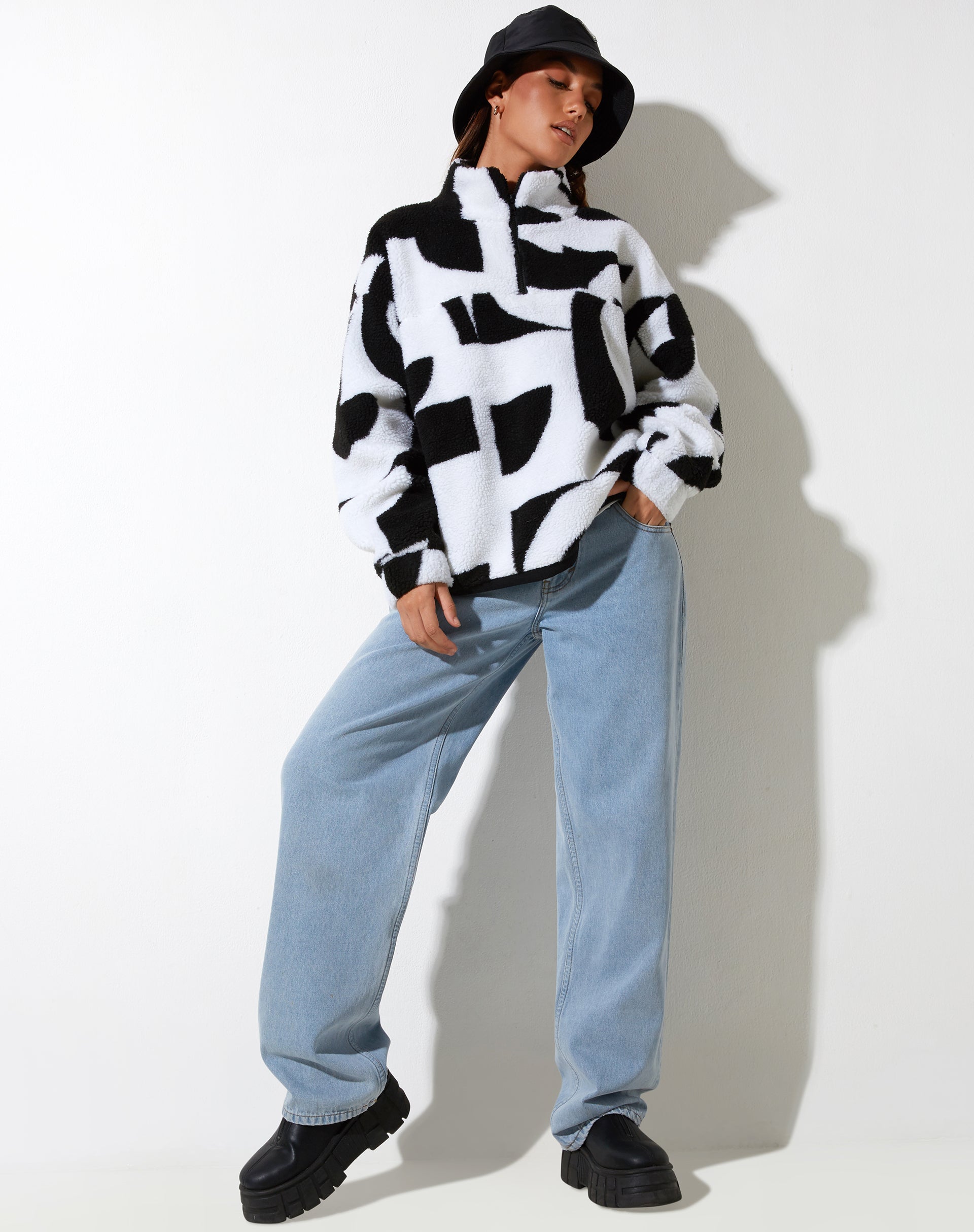 Naira Jacket in Geo Zwart en Wit