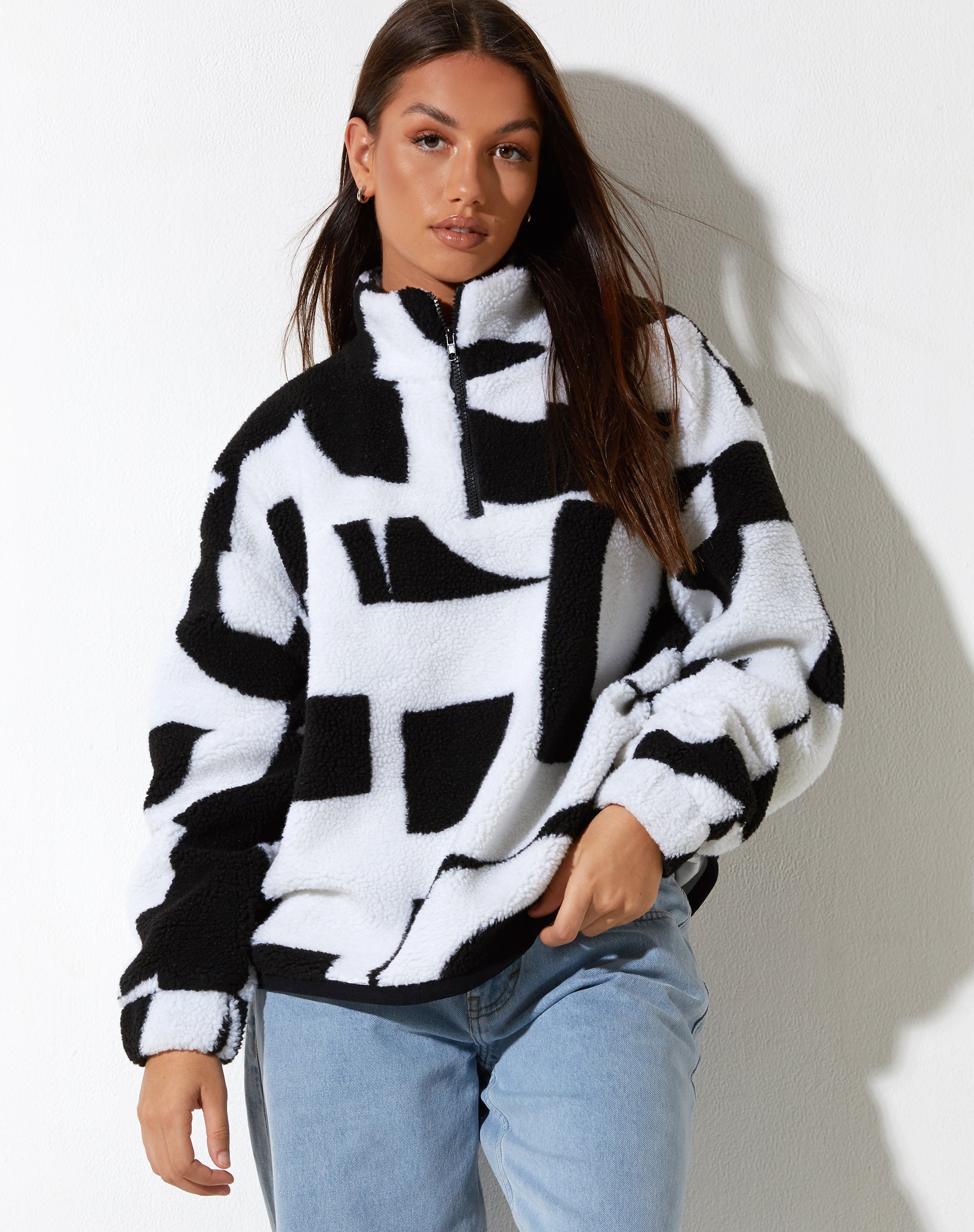 Naira Jacket in Geo Zwart en Wit