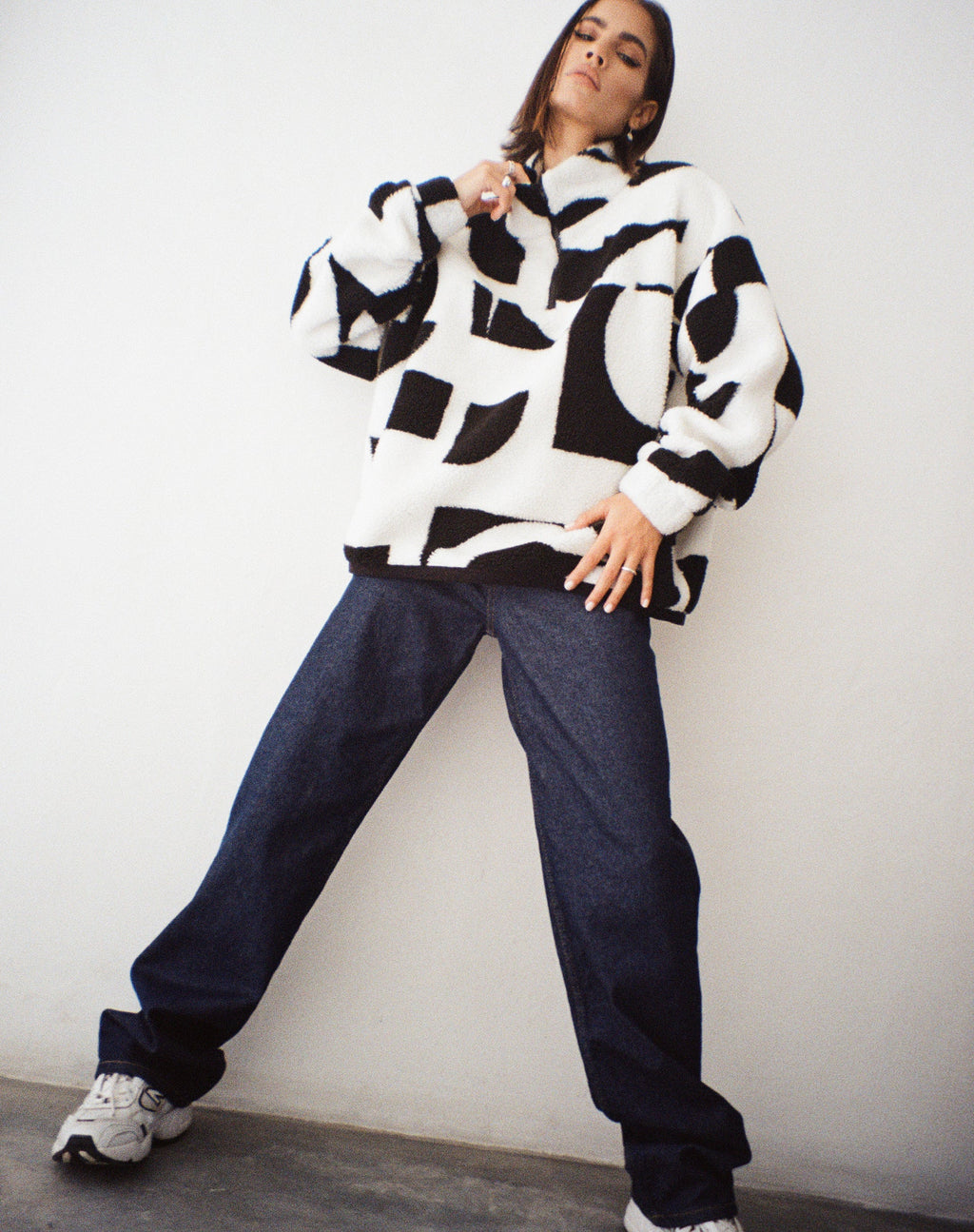 Naira Jacket in Geo Zwart en Wit