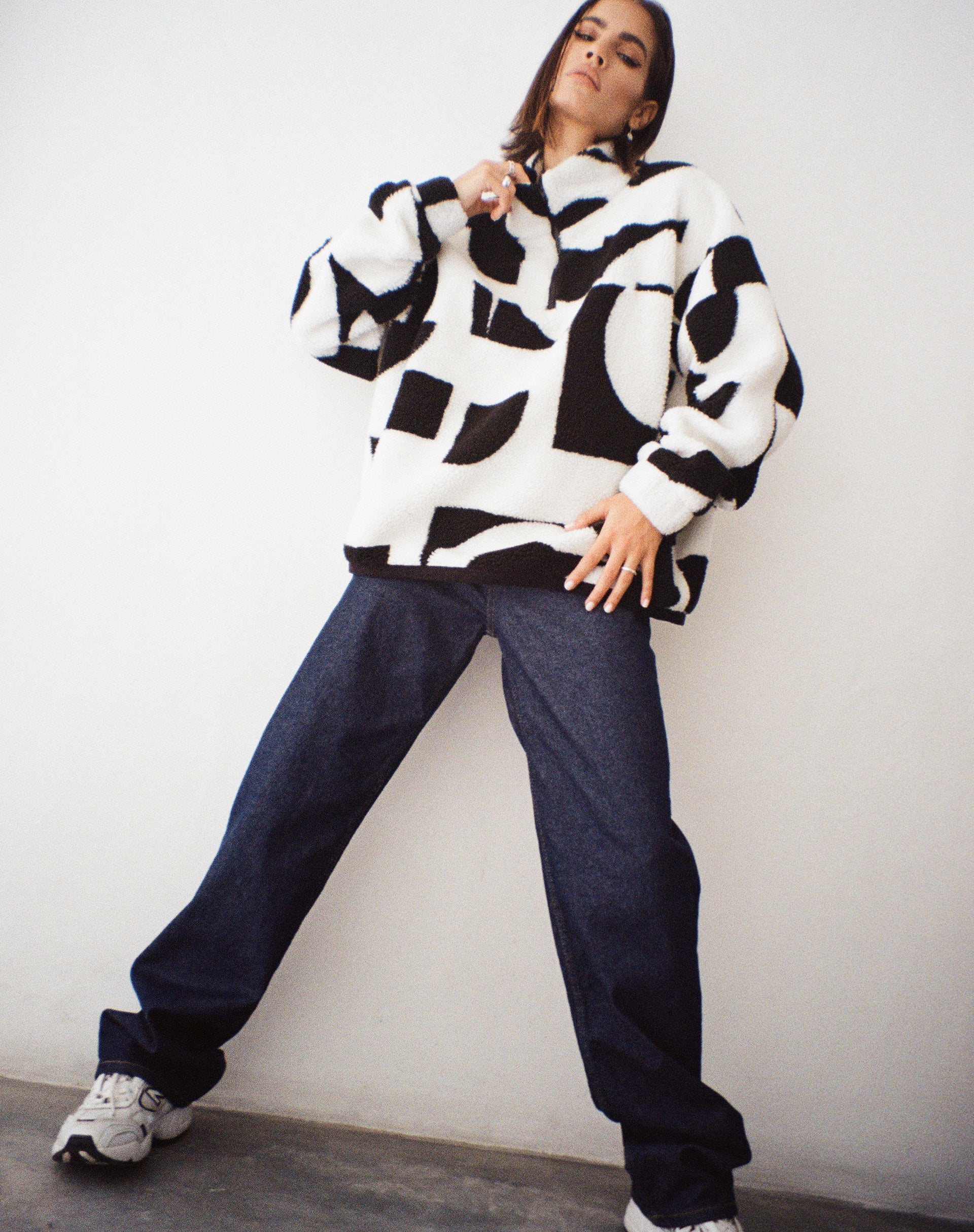 Naira Jacket in Geo Zwart en Wit