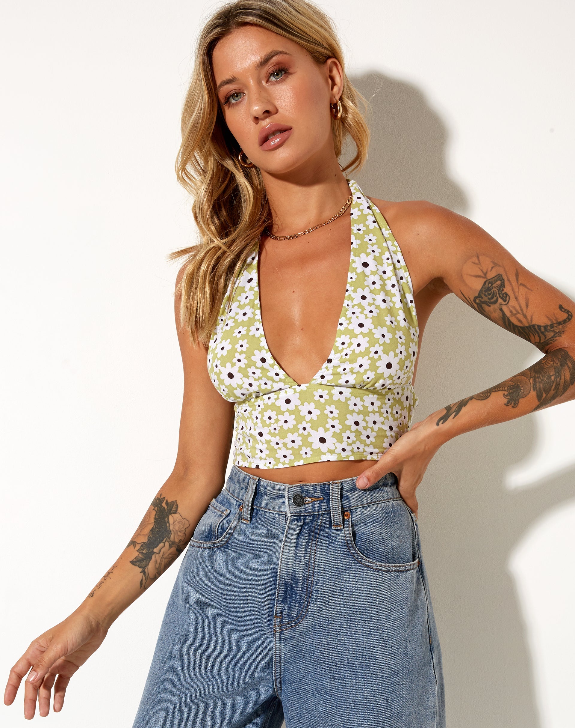 Afbeelding van Nanda Crop Top in Daisy Duke Green