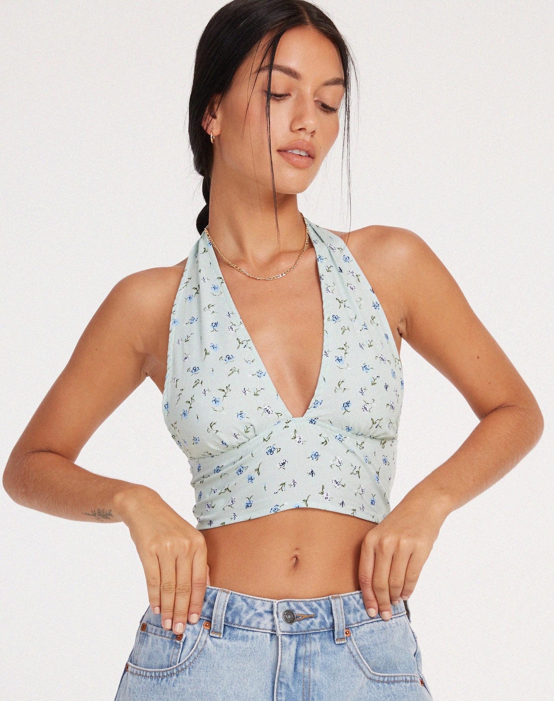Afbeelding van Nanda Crop Top in Pretty Petal Green