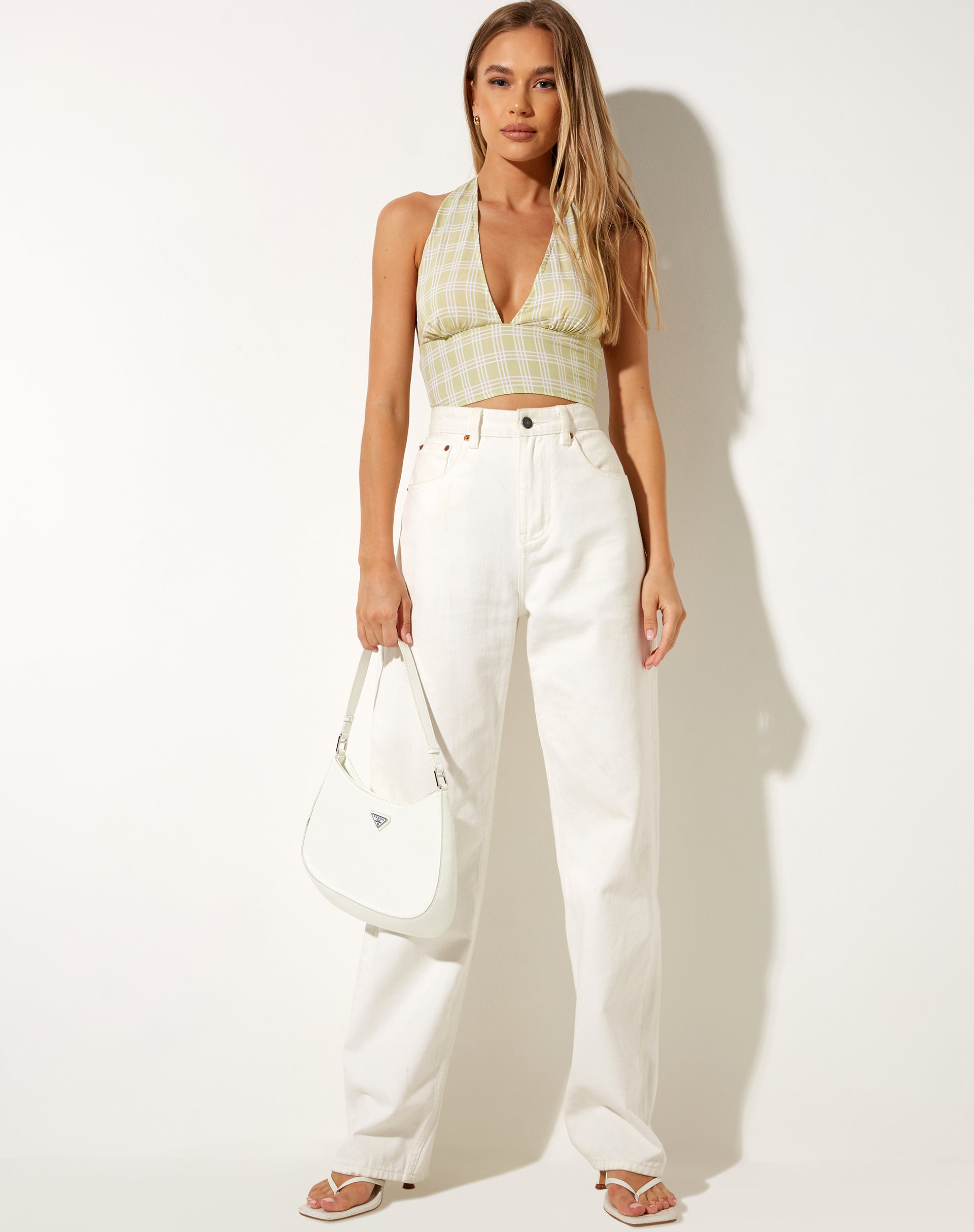 Afbeelding van Nanda Crop Top in Sage Check