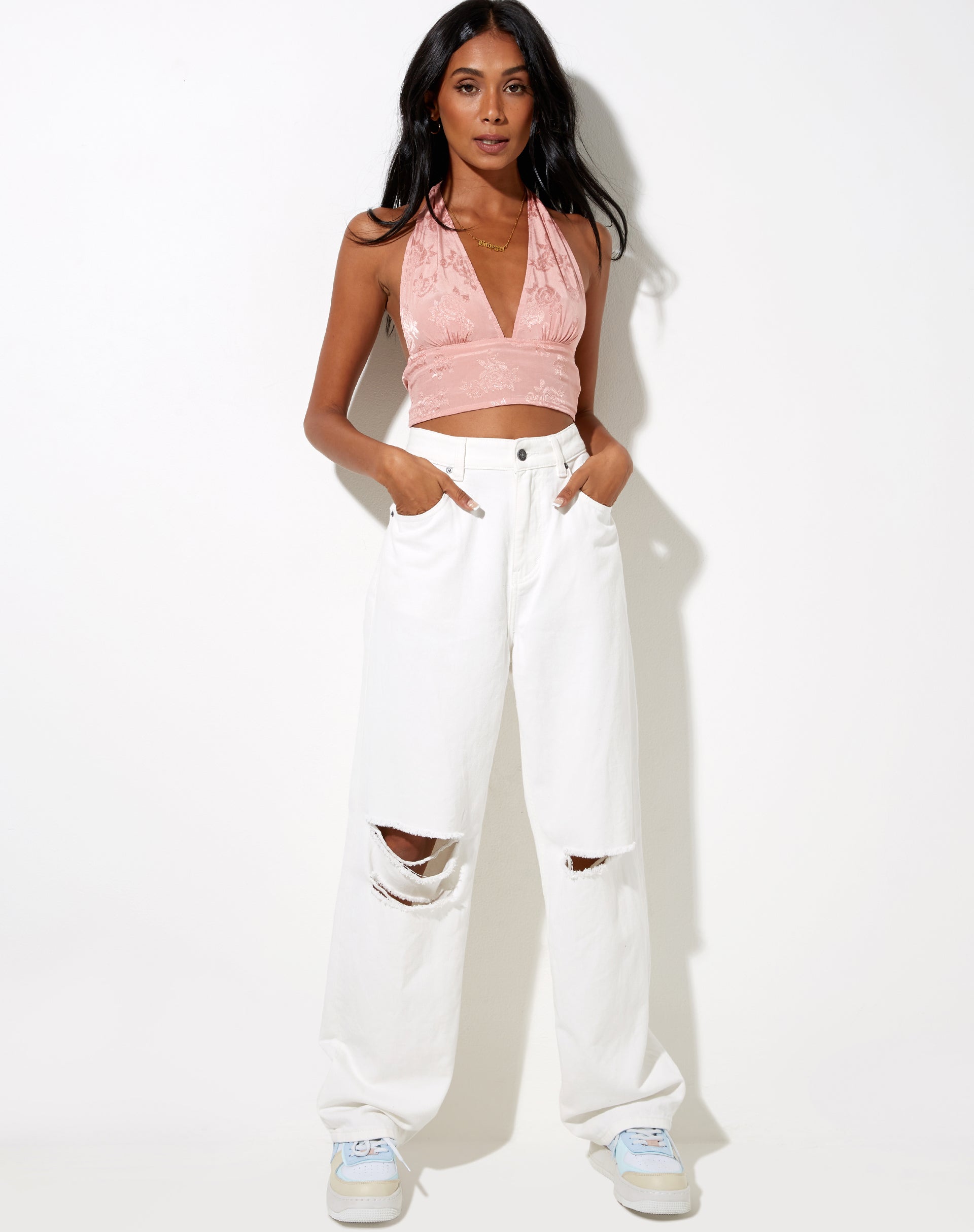 Afbeelding van Nanda Crop Top in Satin Rose Coral Blush