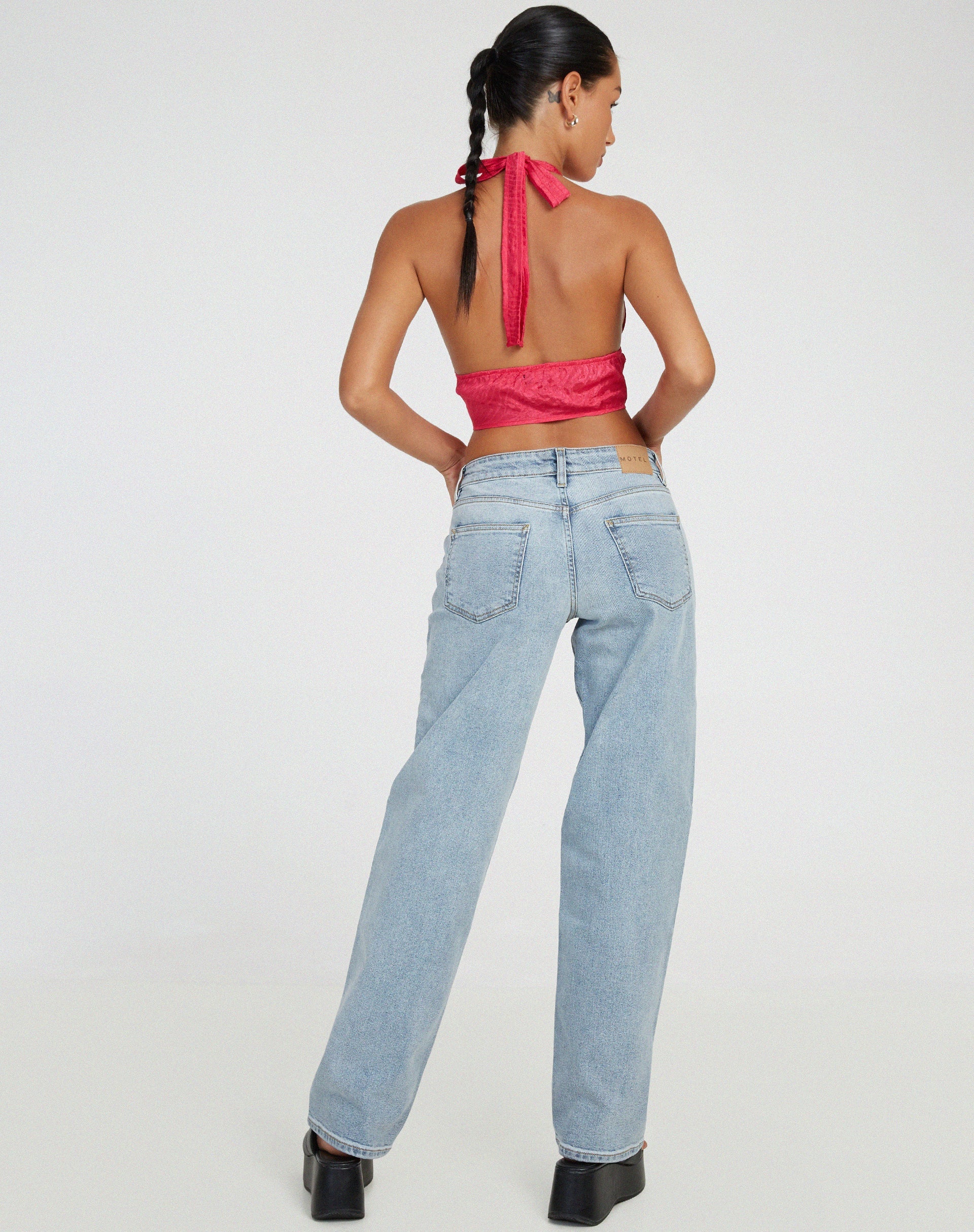 Afbeelding van Nanda Crop Top in Satijn Zebra Hot Pink