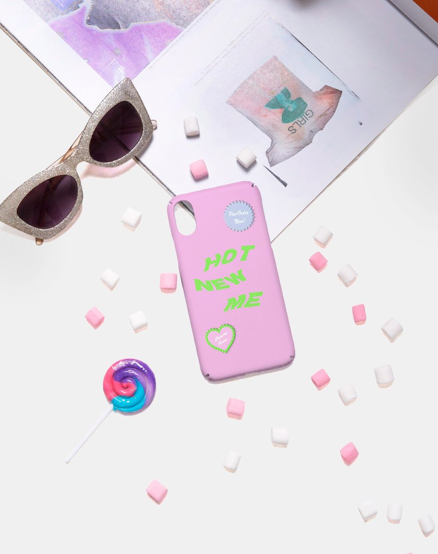 Afbeelding van Telefoonhoesje in Mat Roze met Hot New Me X Top Girl