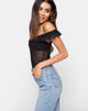 Afbeelding van Natalia Off The Shoulder Bodice in Polka Net Zwart