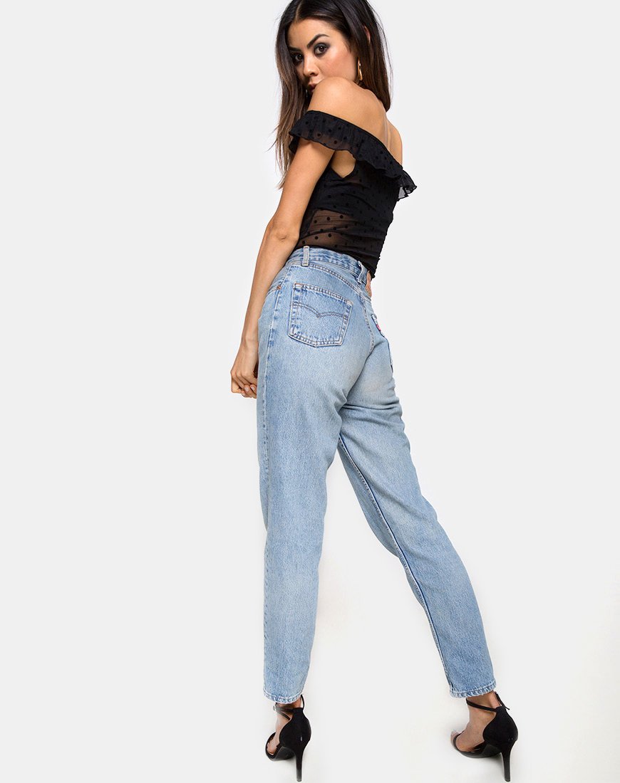 Afbeelding van Natalia Off The Shoulder Bodice in Polka Net Zwart