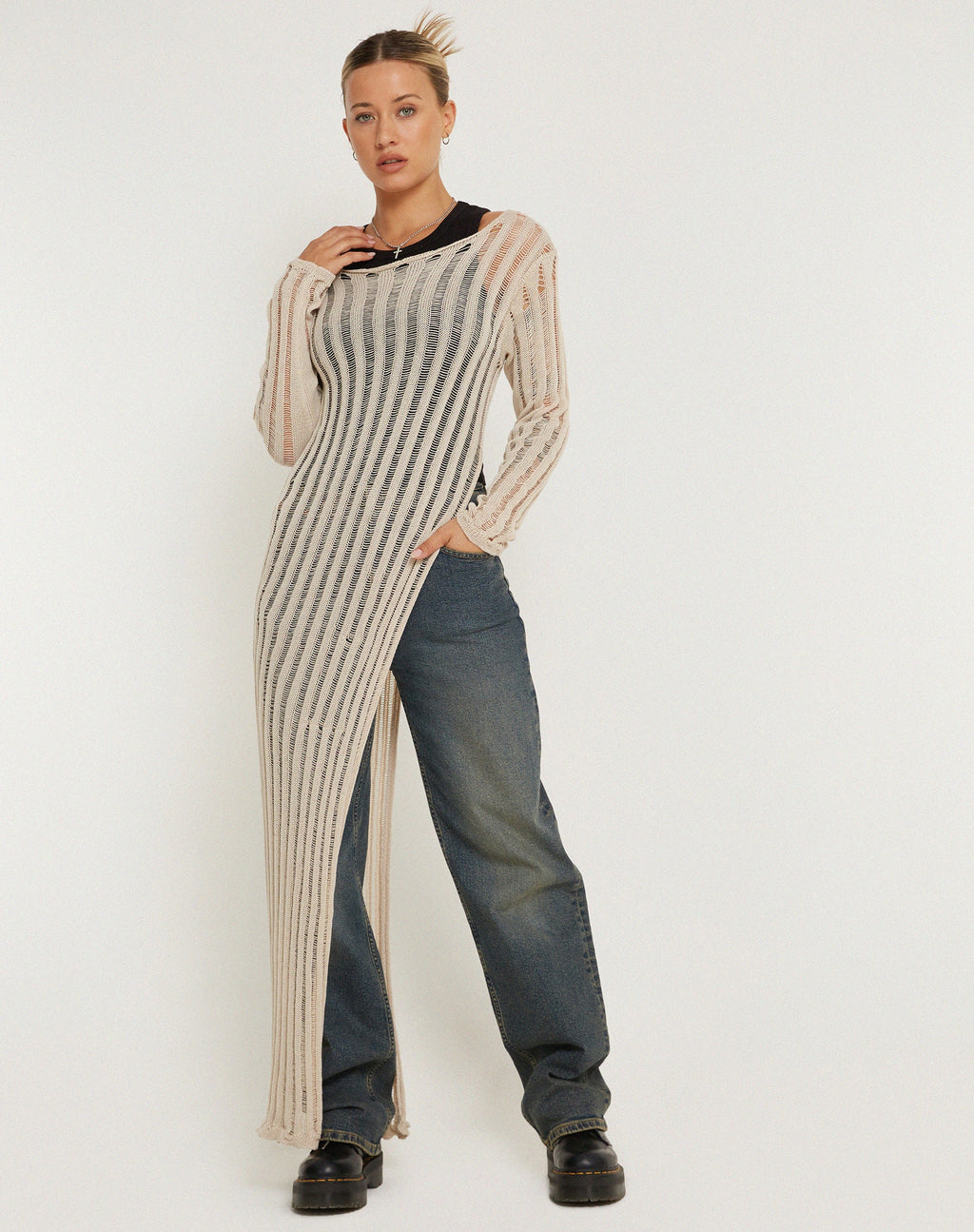 Nekici Lange Mouw Top in Naturel
