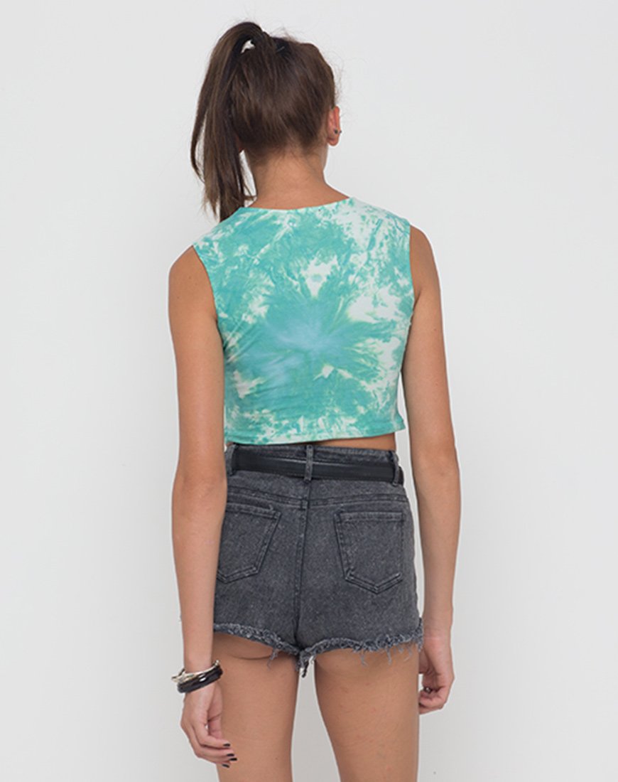 Motel Nel Crop Top Bikinitop in Jumputan Tie Dye Pepermint