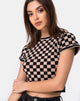 Afbeelding van Nelle Crop Top in Checkerboard Tan