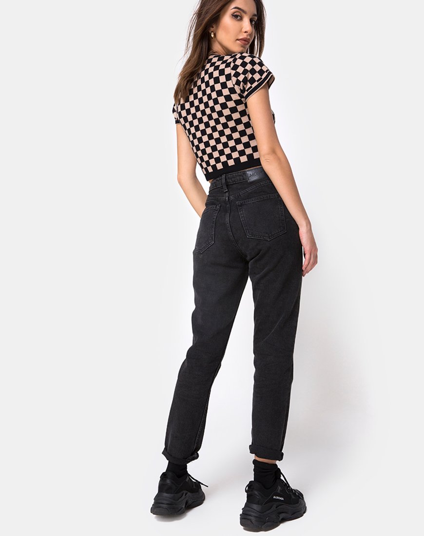Afbeelding van Nelle Crop Top in Checkerboard Tan
