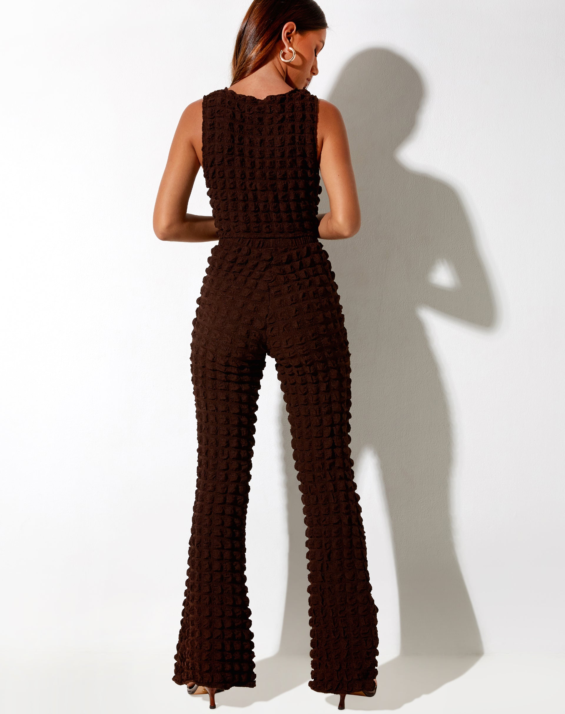 Afbeelding van Neno Crop Top in Bubble Jersey Bruin