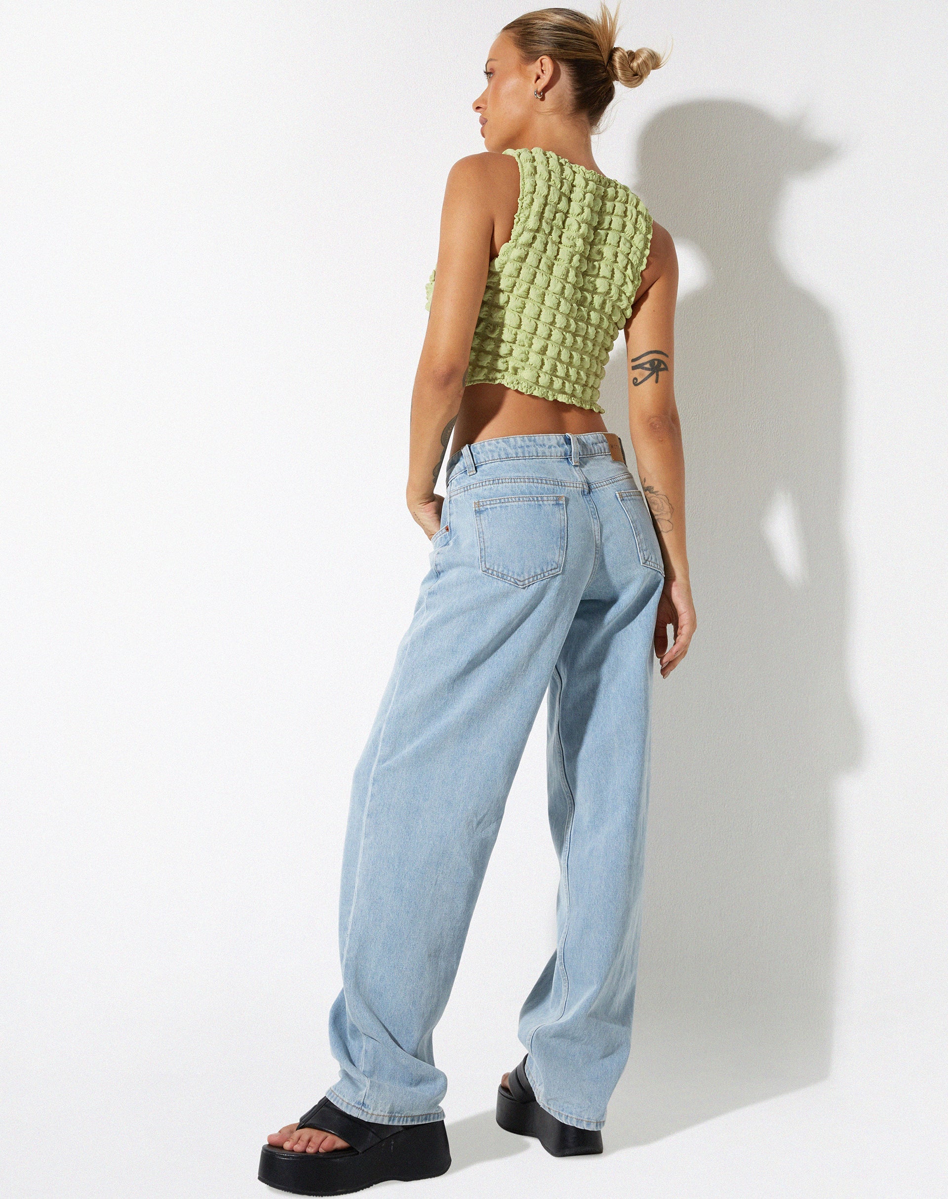 Afbeelding van Neno Crop Top in Big Bubble Jersey Pastel Lime