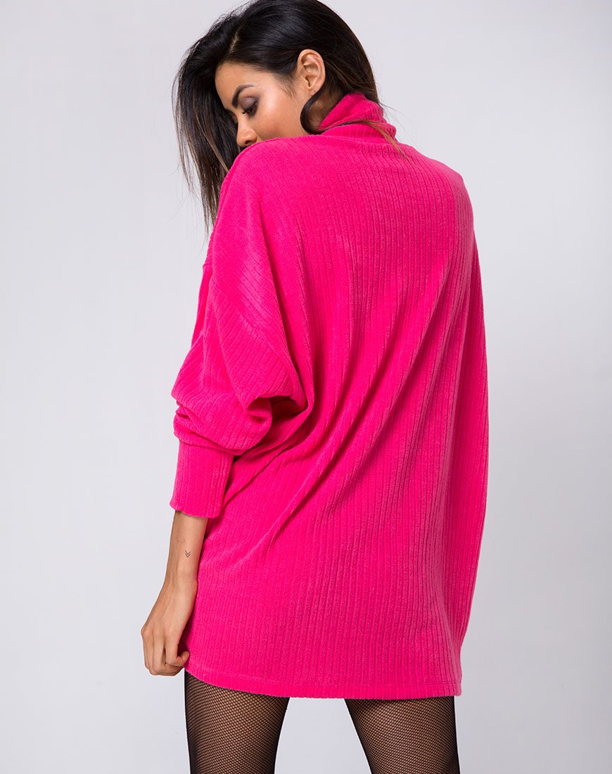 Neve oversized trui in ribtricot roze